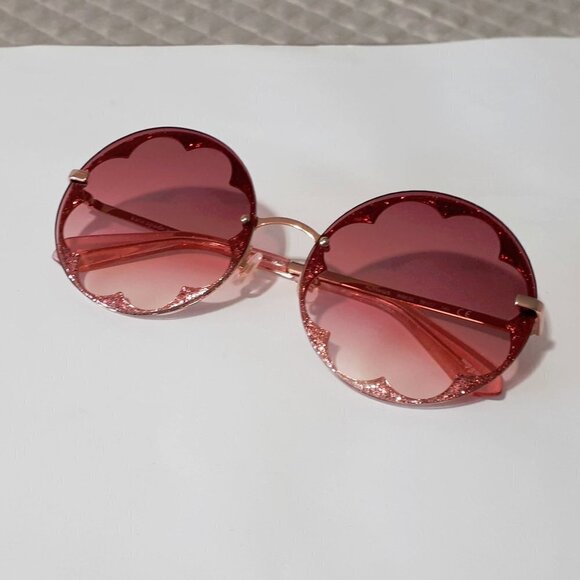 NWOT Kate Spade pink red glitter flower outline lens sunglasses - Picture 13 of 13